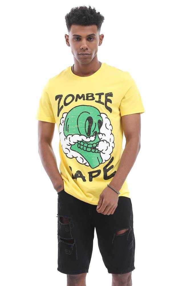 95553 "Zombie Vape" Medium Yellow Tee With Creative Print - Ravin 