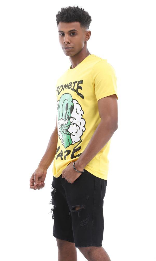 95553 "Zombie Vape" Medium Yellow Tee With Creative Print - Ravin 