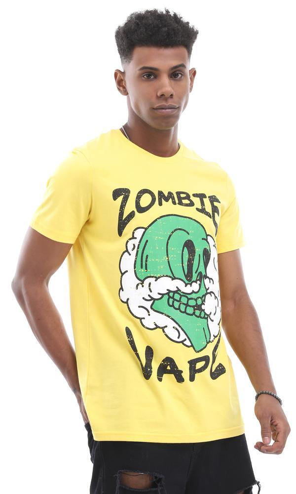 95553 "Zombie Vape" Medium Yellow Tee With Creative Print - Ravin 