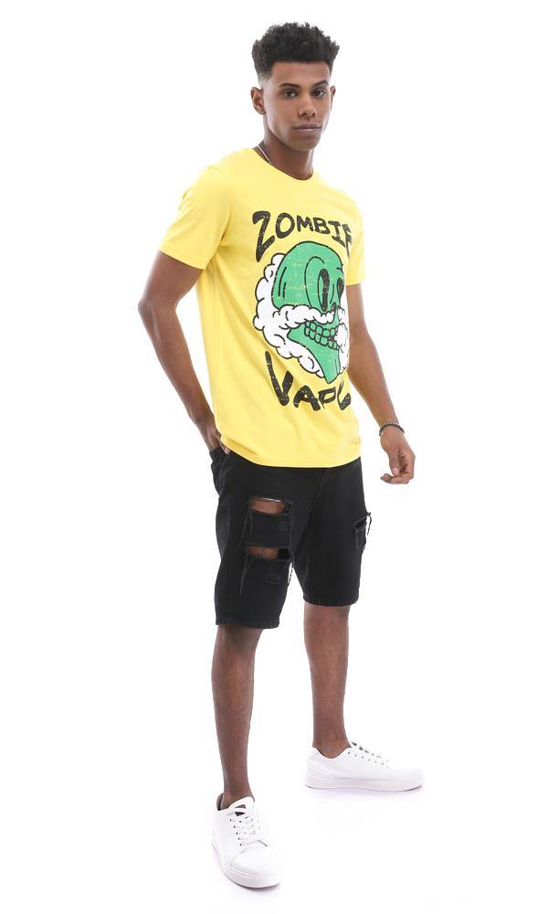 95553 "Zombie Vape" Medium Yellow Tee With Creative Print - Ravin 