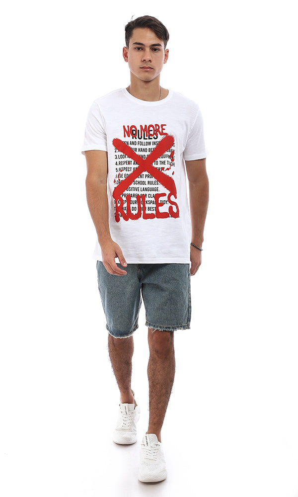 95570 Slip On "No More Rules" Front Printed White T-Shirt