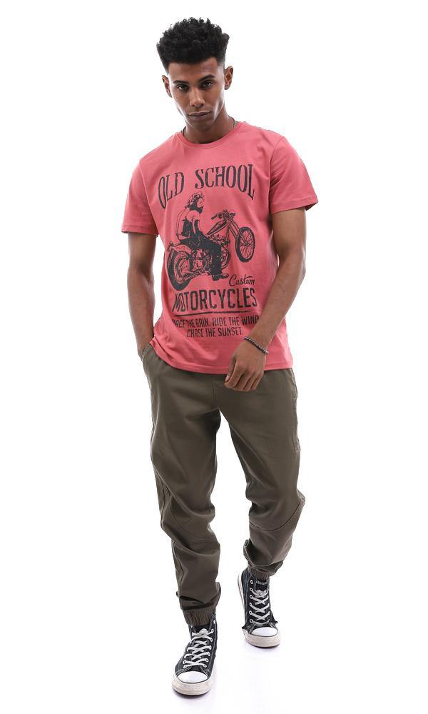 95581 Casual Slip On Printed Dark Coral Summer T-shirt - Ravin 