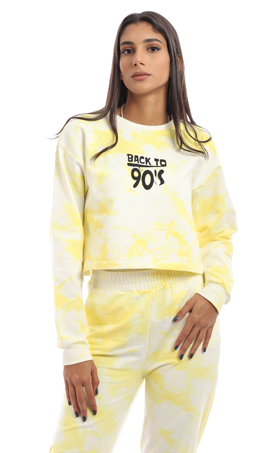 95605 Back To 90'S Printed Cropped Sweatshirt - Yellow