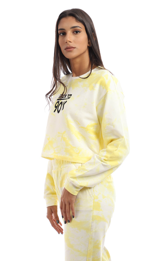 95605 Back To 90'S Printed Cropped Sweatshirt - Yellow