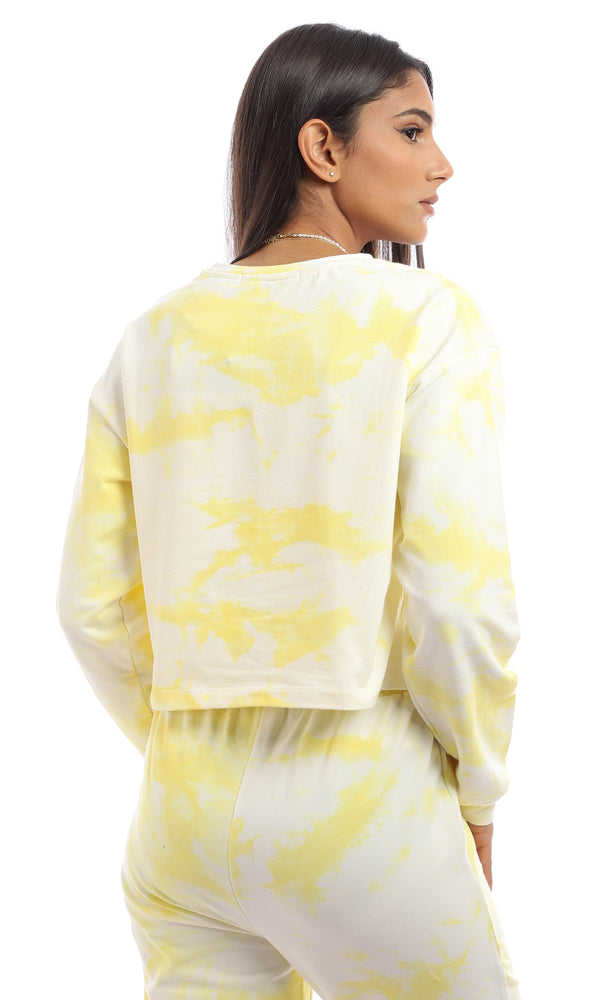 95605 Back To 90'S Printed Cropped Sweatshirt - Yellow