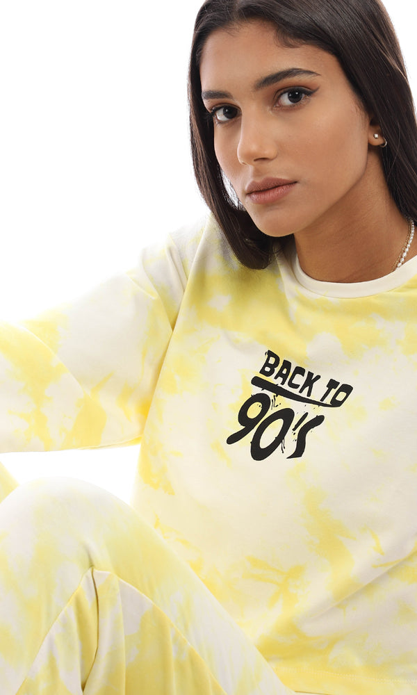 95605 Back To 90'S Printed Cropped Sweatshirt - Yellow