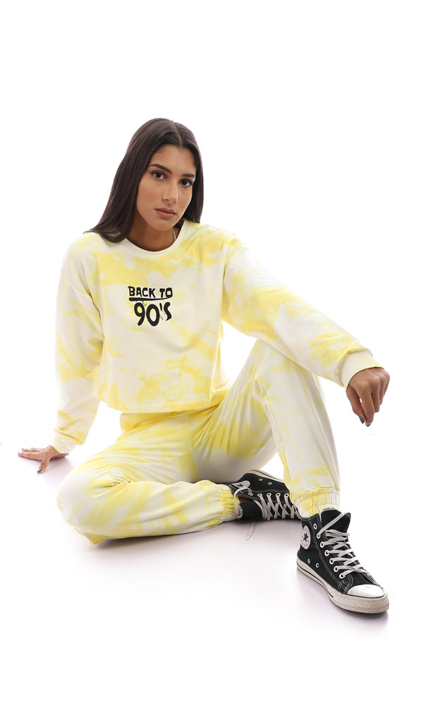 95605 Back To 90'S Printed Cropped Sweatshirt - Yellow