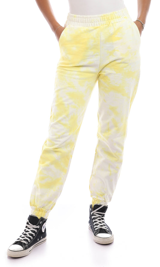 95611 Tie Dye Cotton Comfy Pants - Yellow & White