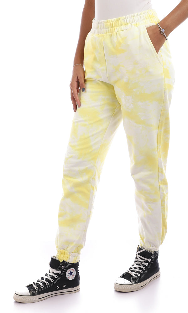 95611 Tie Dye Cotton Comfy Pants - Yellow & White