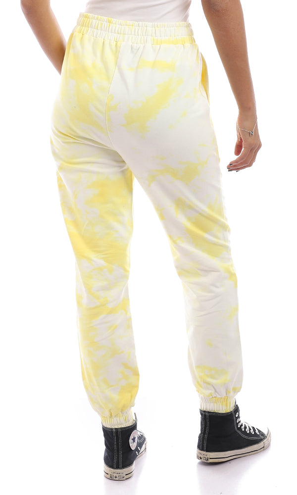 95611 Tie Dye Cotton Comfy Pants - Yellow & White