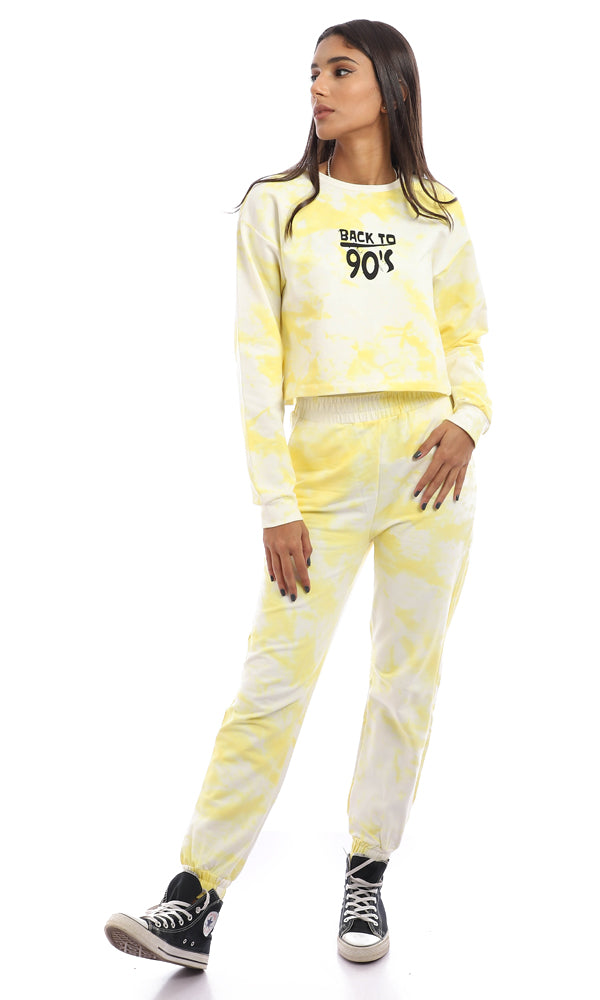 95611 Tie Dye Cotton Comfy Pants - Yellow & White