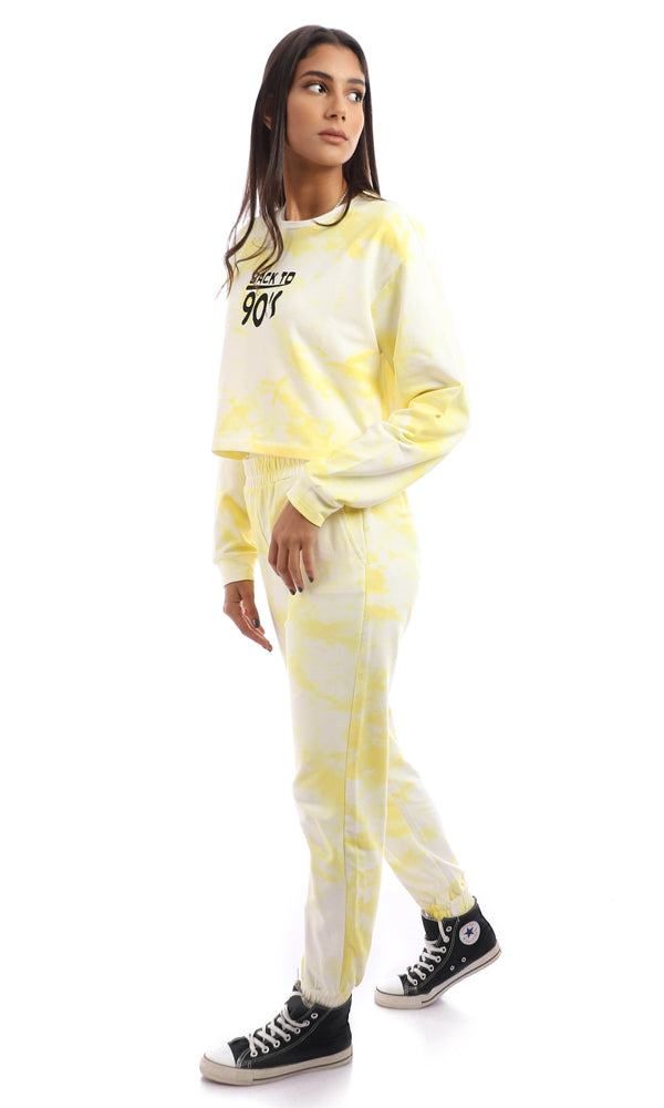 95611 Tie Dye Cotton Comfy Pants - Yellow & White