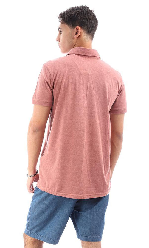 95634 Heather Dark Nude Casual Buttoned Polo Shirt - Ravin 