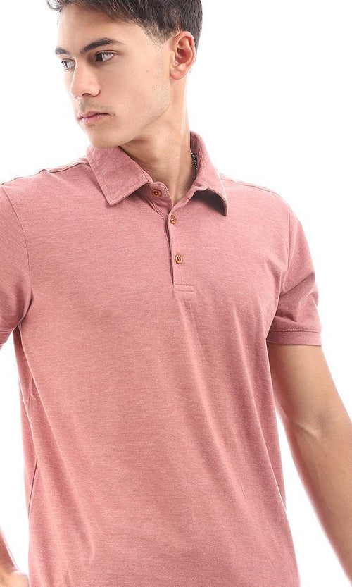 95634 Heather Dark Nude Casual Buttoned Polo Shirt - Ravin 