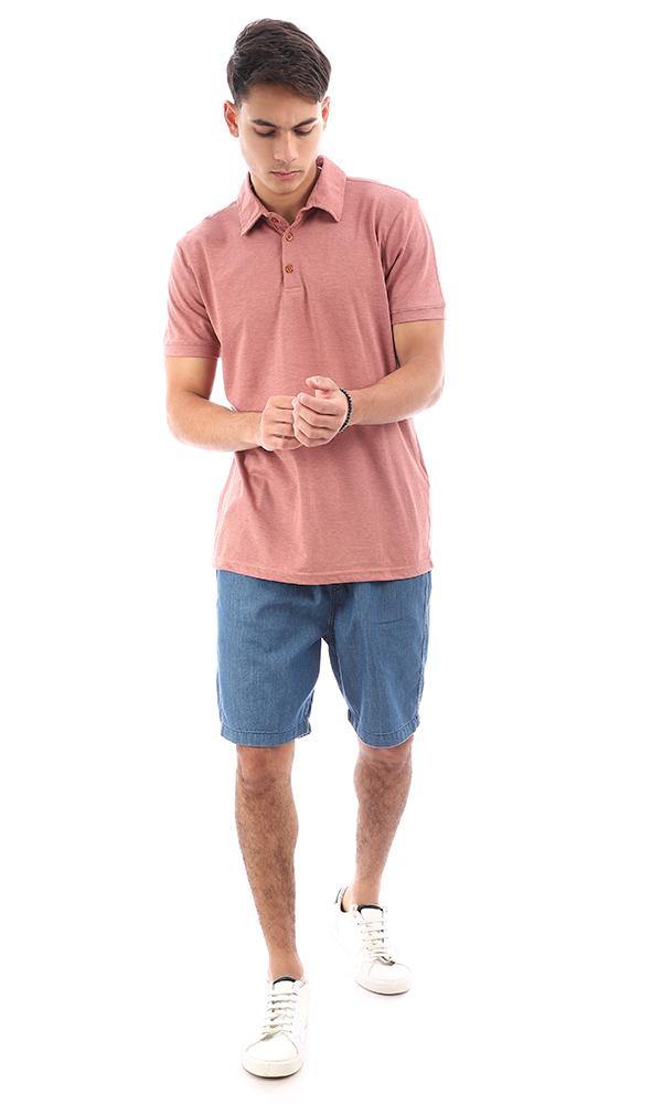 95634 Heather Dark Nude Casual Buttoned Polo Shirt - Ravin 