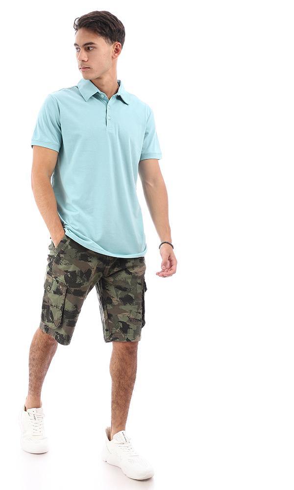 95639 Turn Down Collar Dark Mint Polo Shirt - Ravin 