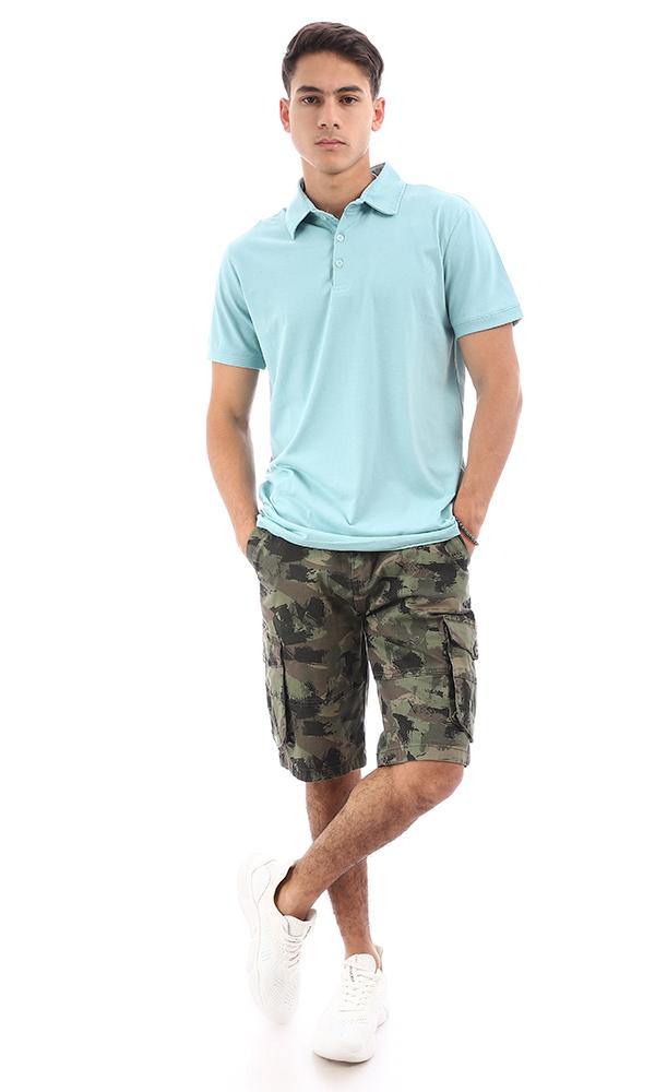 95639 Turn Down Collar Dark Mint Polo Shirt - Ravin 