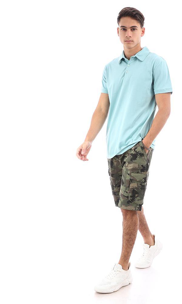 95639 Turn Down Collar Dark Mint Polo Shirt - Ravin 