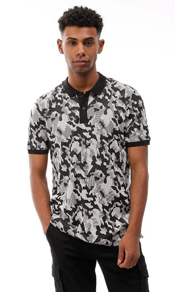 95659 Bi-Tone Camouflage Polo Shirt - Black & Grey - Ravin 