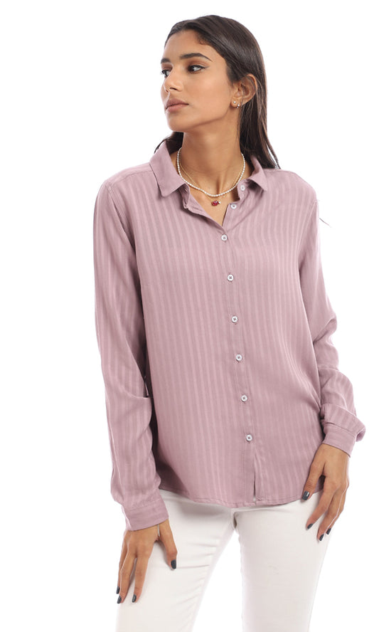 95671 Self Striped Buttoned Shirt - Dark Nude