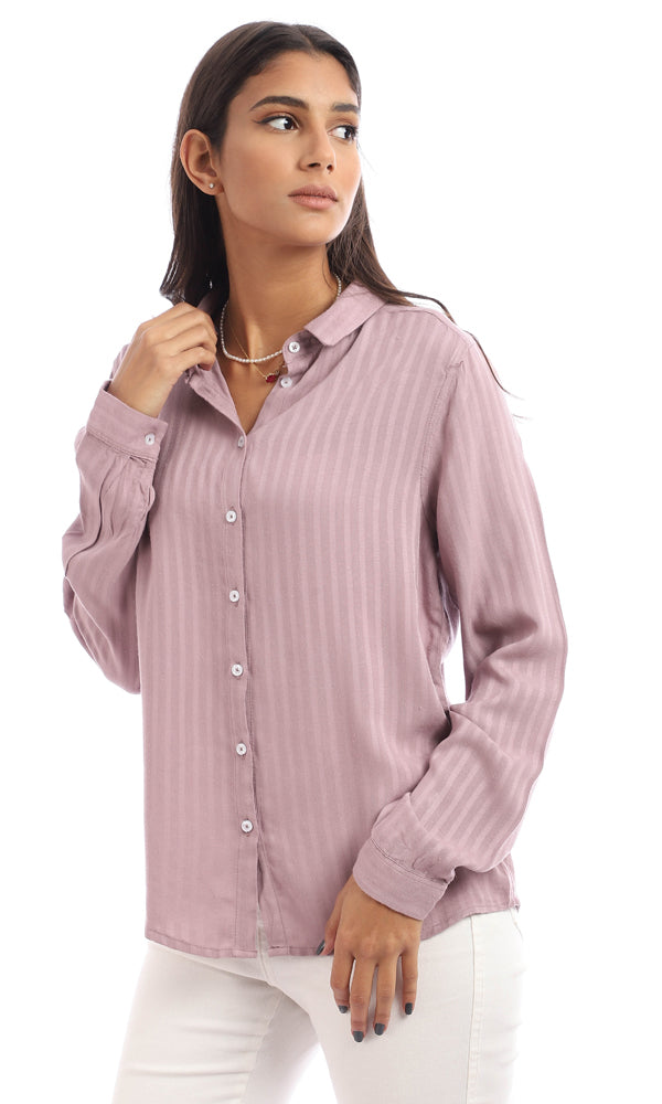 95671 Self Striped Buttoned Shirt - Dark Nude