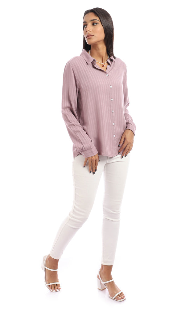 95671 Self Striped Buttoned Shirt - Dark Nude