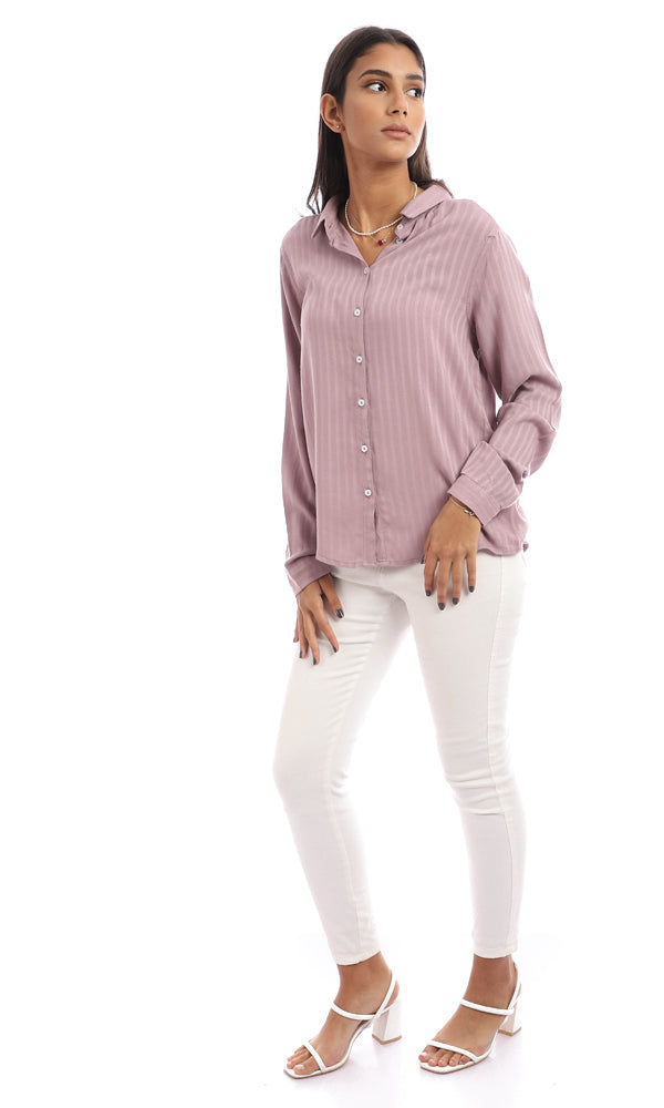 95671 Self Striped Buttoned Shirt - Dark Nude