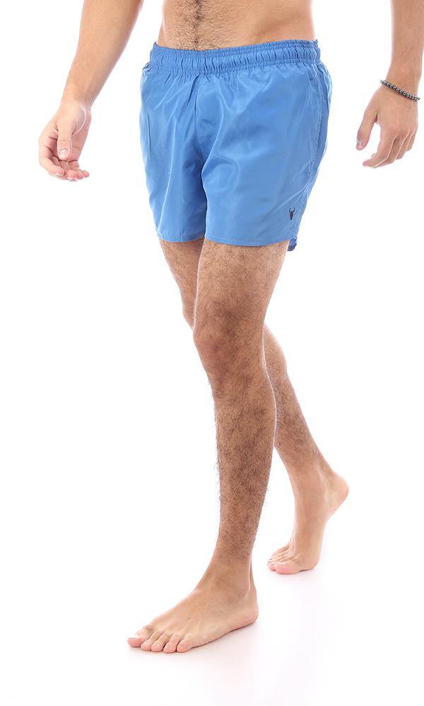 95673 Solid Blue Slip On Summer Swim Shorts - Ravin 