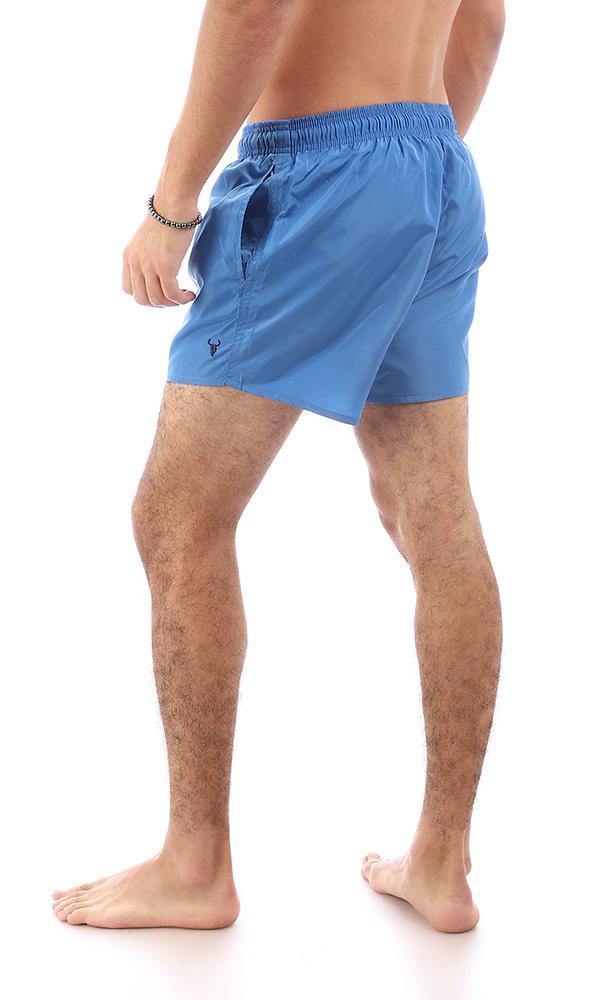 95673 Solid Blue Slip On Summer Swim Shorts - Ravin 