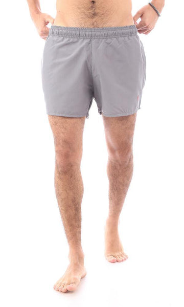 95675 Side Pockets Dark Grey Solid Swim Shorts - Ravin 