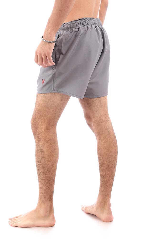 95675 Side Pockets Dark Grey Solid Swim Shorts - Ravin 