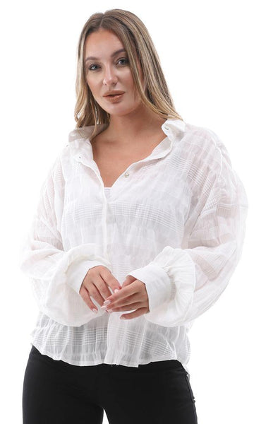 95720 White Long Sleeves Buttons Down Shirt - Ravin 