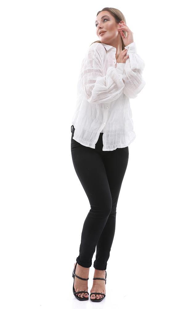 95720 White Long Sleeves Buttons Down Shirt - Ravin 