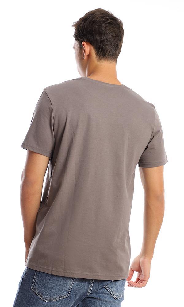 95755 Colorful Printed "Beach" Taupe Summer Tee - Ravin 
