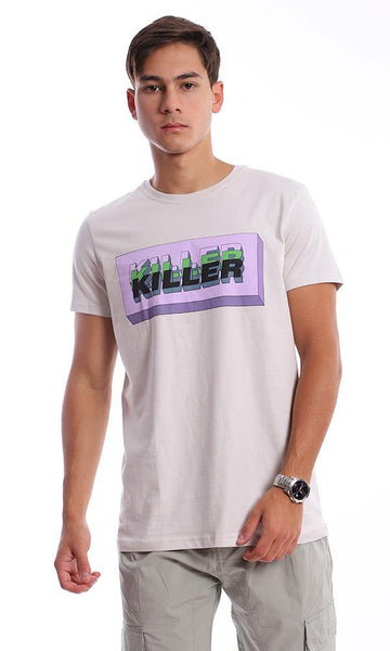 95758 "Killer" Short Sleeves Off-White Slip On Tee - Ravin 