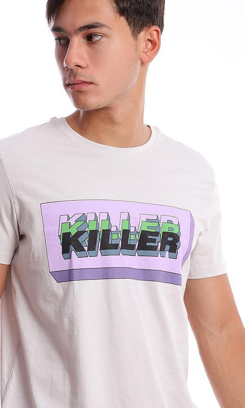 95758 "Killer" Short Sleeves Off-White Slip On Tee - Ravin 