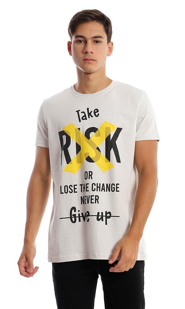 95759 Short Sleeves Cotton Printed "Take Risk" Tee - Ravin 