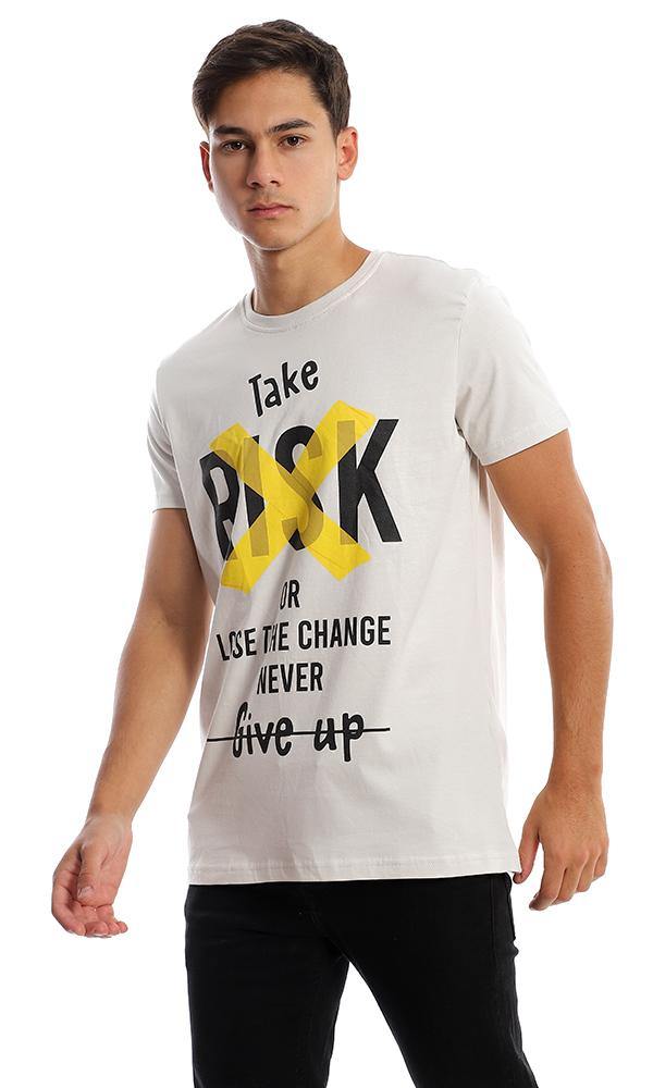 95759 Short Sleeves Cotton Printed "Take Risk" Tee - Ravin 