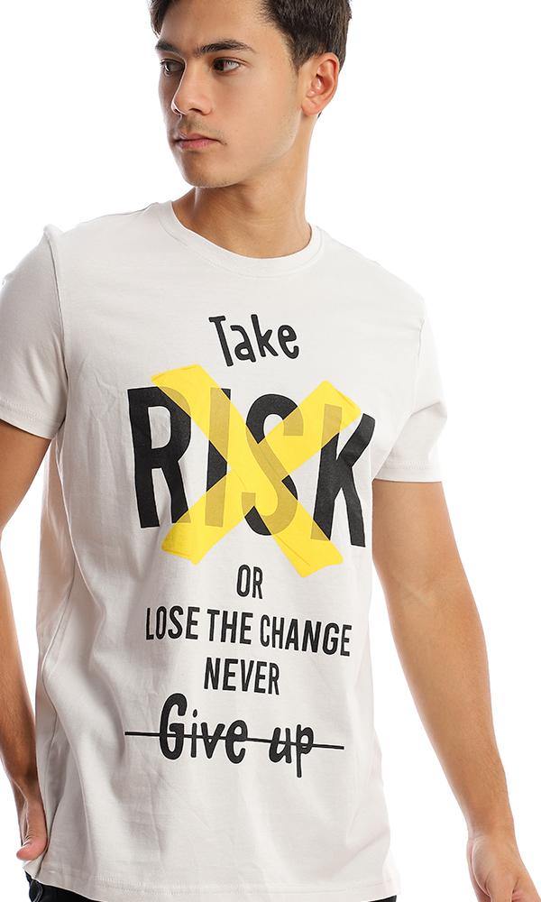 95759 Short Sleeves Cotton Printed "Take Risk" Tee - Ravin 