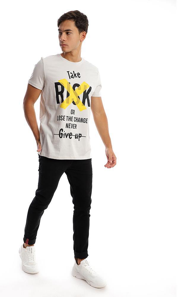 95759 Short Sleeves Cotton Printed "Take Risk" Tee - Ravin 