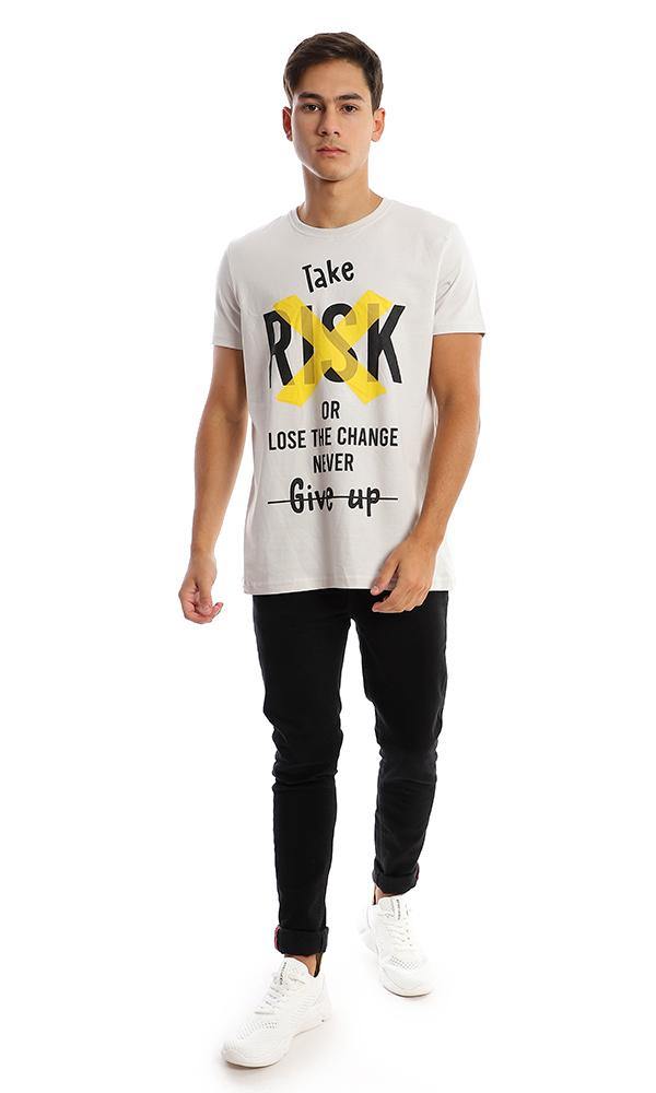 95759 Short Sleeves Cotton Printed "Take Risk" Tee - Ravin 