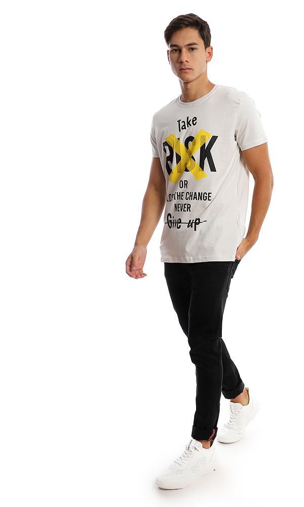 95759 Short Sleeves Cotton Printed "Take Risk" Tee - Ravin 