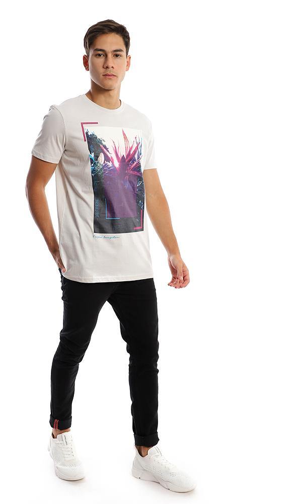 95760 Colorful Printed Floral Off-White Tee - Ravin 