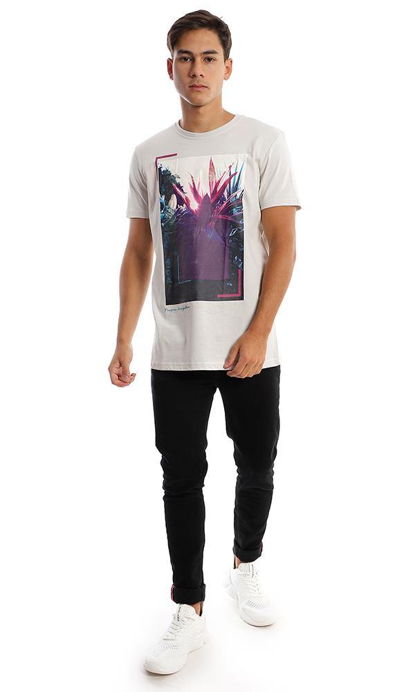 95760 Colorful Printed Floral Off-White Tee - Ravin 