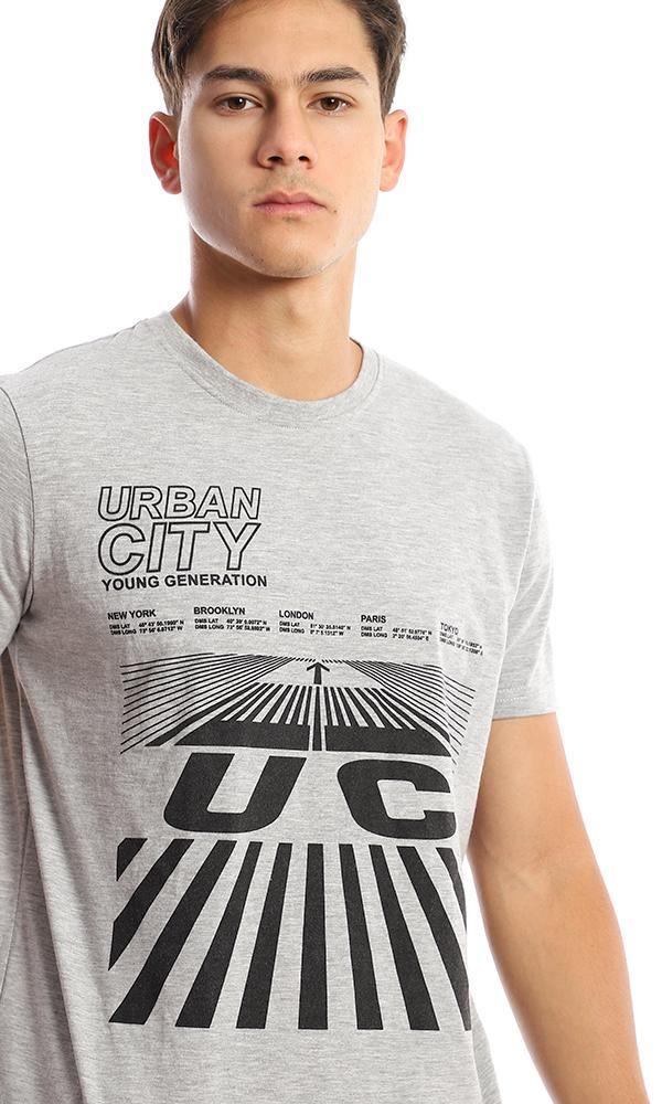 95766 Short Sleeves "Urban City" Heather Grey Tee - Ravin 