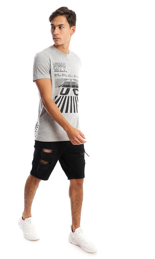 95766 Short Sleeves "Urban City" Heather Grey Tee - Ravin 