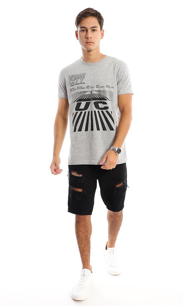 95766 Short Sleeves "Urban City" Heather Grey Tee - Ravin 