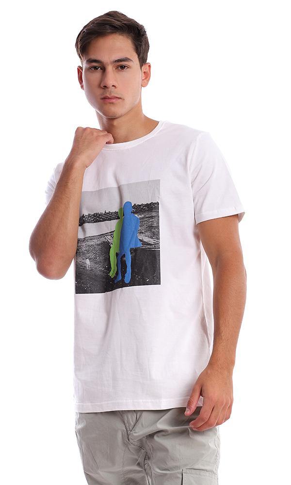 95788 Off-White Printed Slip On Crew Neck Tee - Ravin 