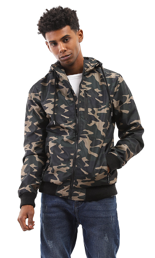 95883 Army Waterproof Multicolour Zipped Jacket