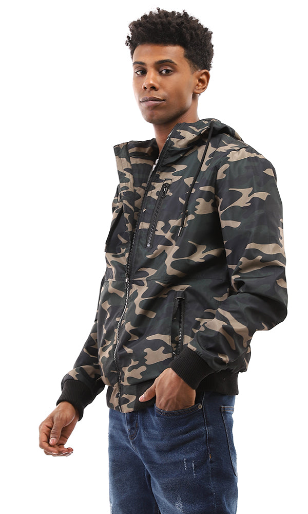 95883 Army Waterproof Multicolour Zipped Jacket